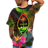 Guam Polynesian T Shirt Hibiscus and Banana Leaves - Polynesian Pride