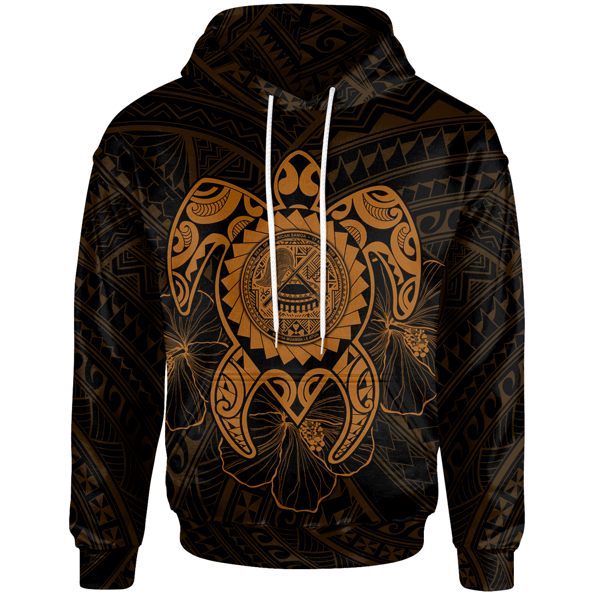 American Samoa Polynesian Hoodie Vintage Polynesian Turtle (Golden) Unisex Golden - Polynesian Pride