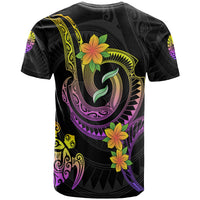 Tahiti Custom T Shirt Plumeria Flowers with Spiral Patterns - Polynesian Pride