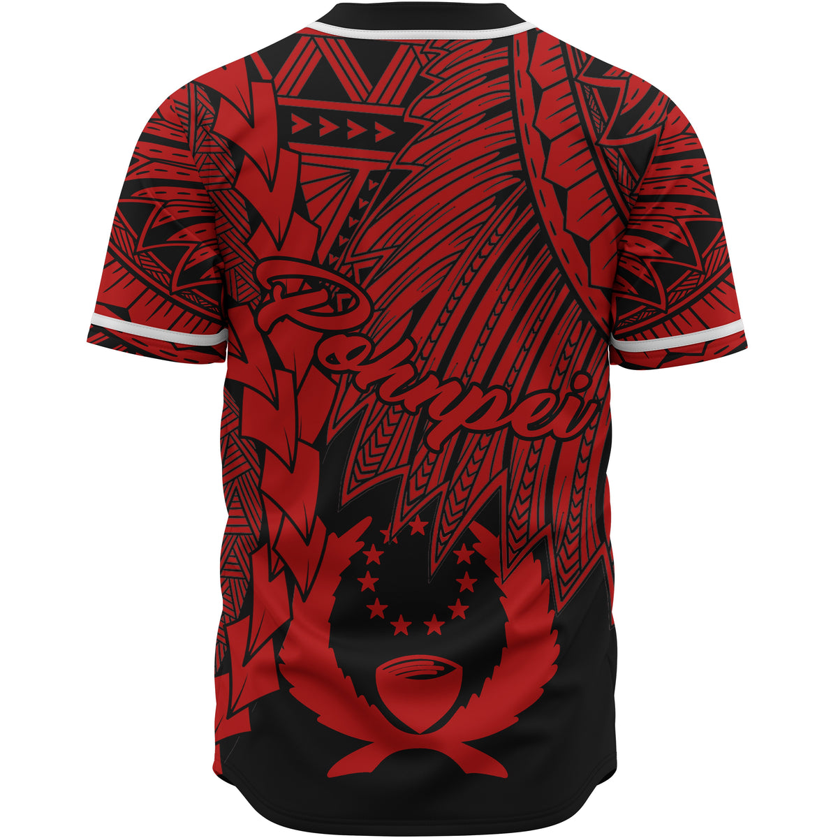 Pohnpei Polynesian Custom Personalised Baseball Shirt - Tribal Wave Tattoo Red - Polynesian Pride