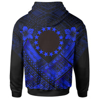 Cook Islands Polynesian Custom Zip up Hoodie Blue Seal Camisole Hibiscus Style - Polynesian Pride
