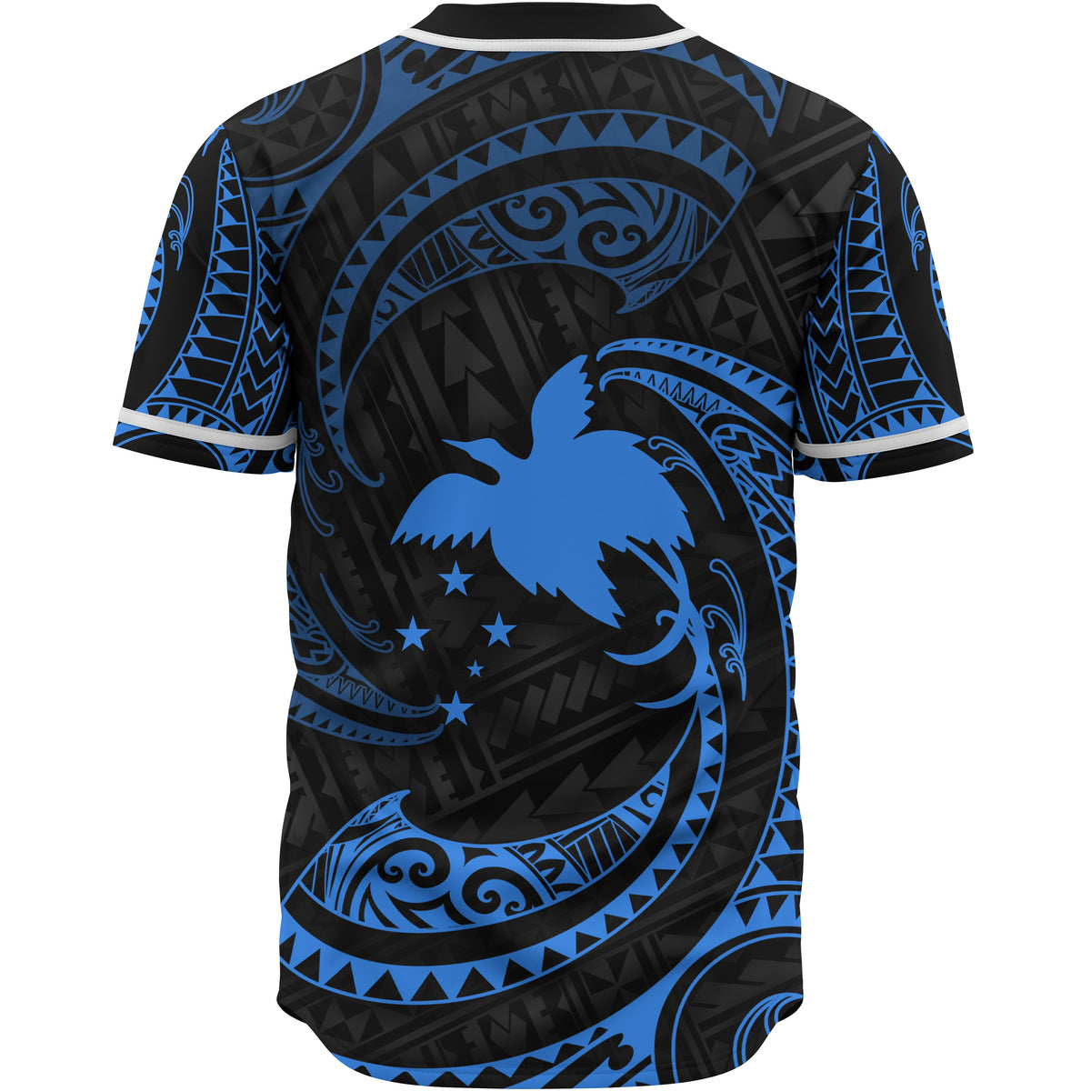 Papua New Guinea Polynesian Baseball Shirt - Blue Tribal Wave - Polynesian Pride