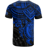 Cook Islands Polynesian T Shirt Cook Islands Flag Blue Turtle Hibiscus - Polynesian Pride