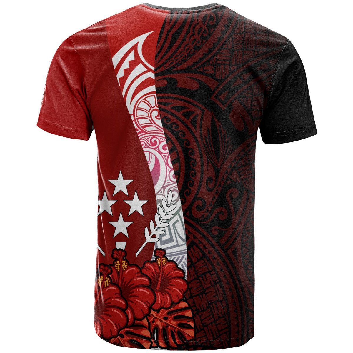 Kosrae Micronesia T Shirt Coat Of Arm With Hibiscus - Polynesian Pride