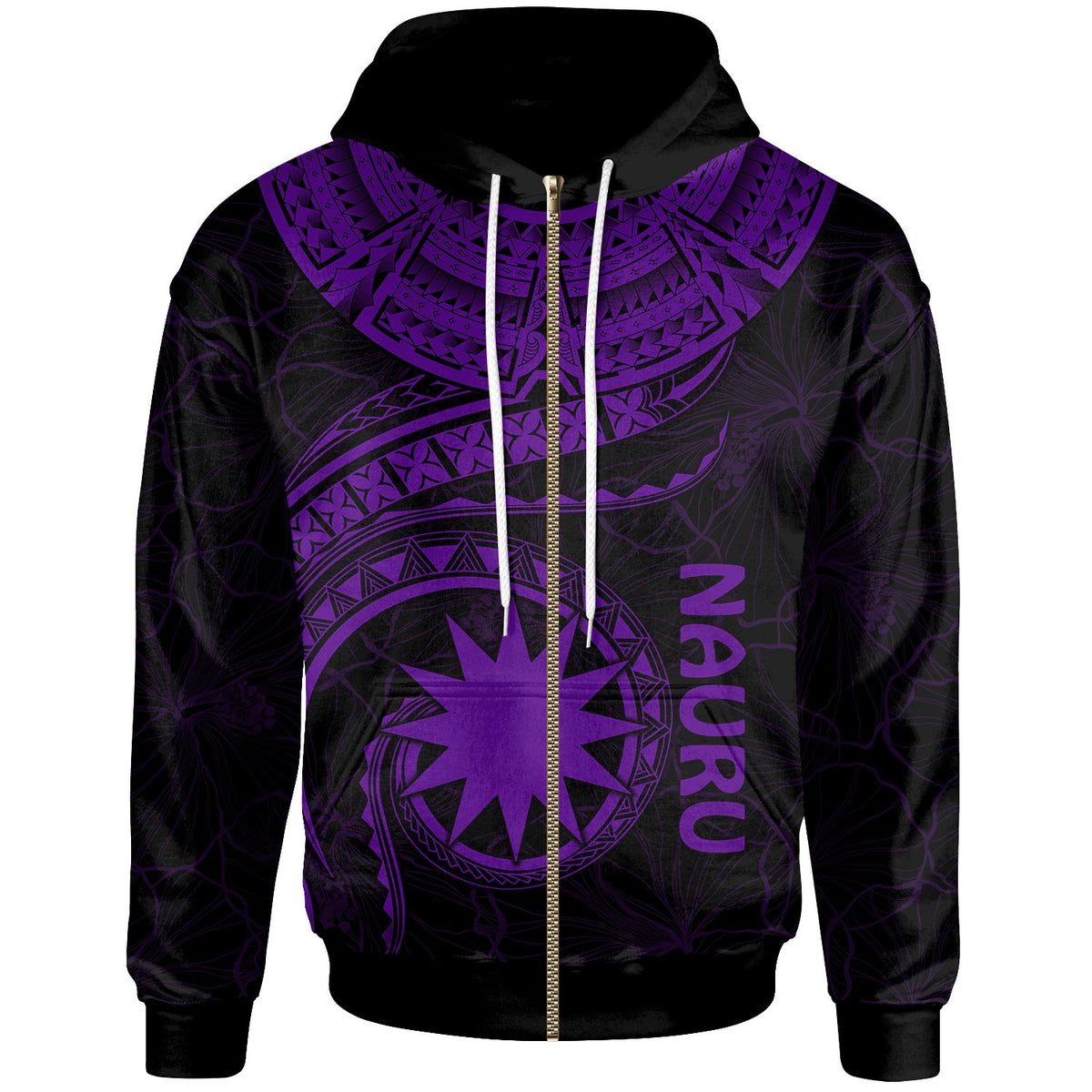 Nauru Polynesian Zip up Hoodie Nauru Waves (Purple) Unisex Purple - Polynesian Pride