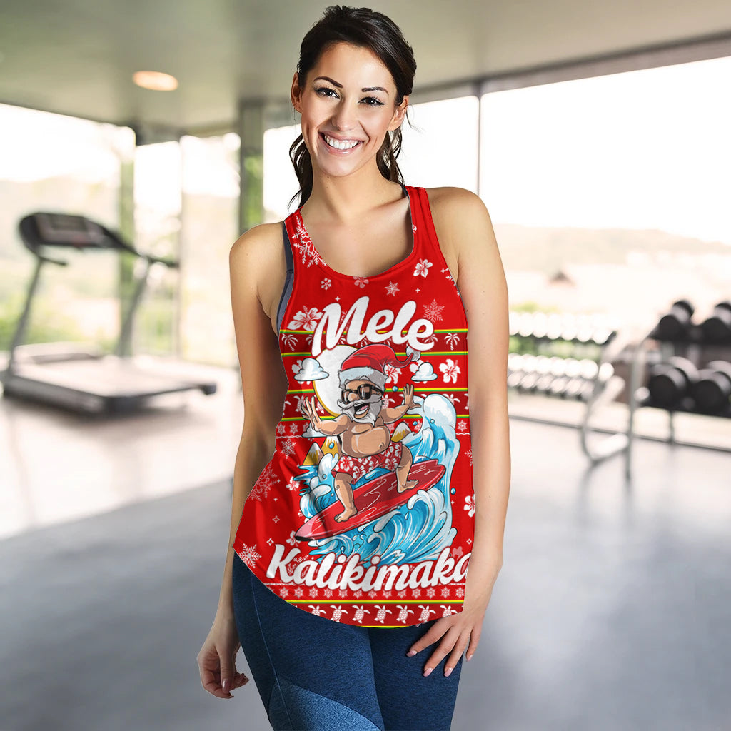 Hawaii Christmas Santas Surf Mele Kalikimaka Women Tank Top - LT2 - Polynesian Pride