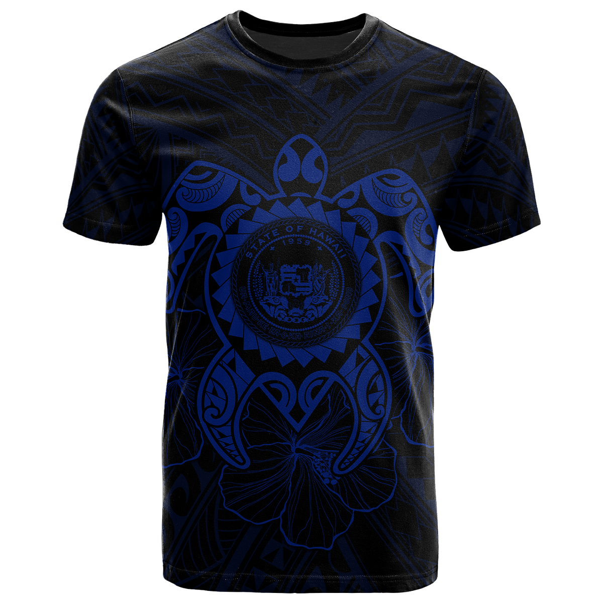 Hawaii Polynesian T Shirt Vintage Polynesian Turtle (Blue) Unisex Blue - Polynesian Pride