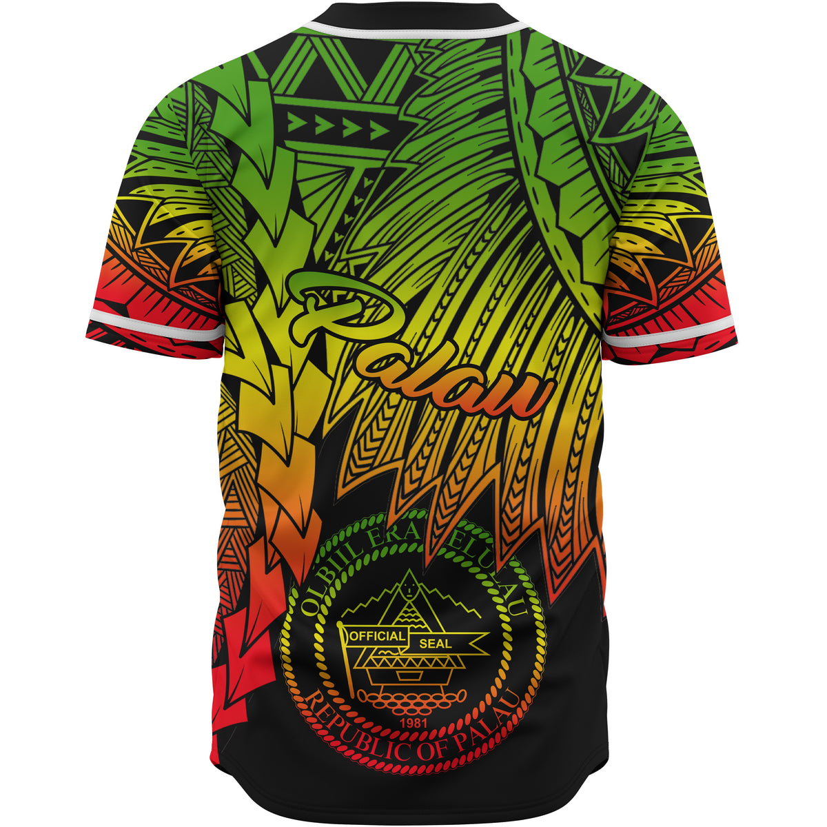 Palau Polynesian Baseball Shirt - Tribal Wave Tattoo Reggae - Polynesian Pride