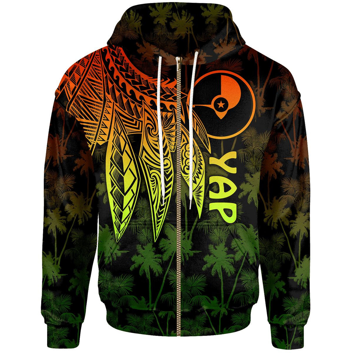 Yap Zip up Hoodie Polynesian Wings (Reggae) Unisex Reggae - Polynesian Pride