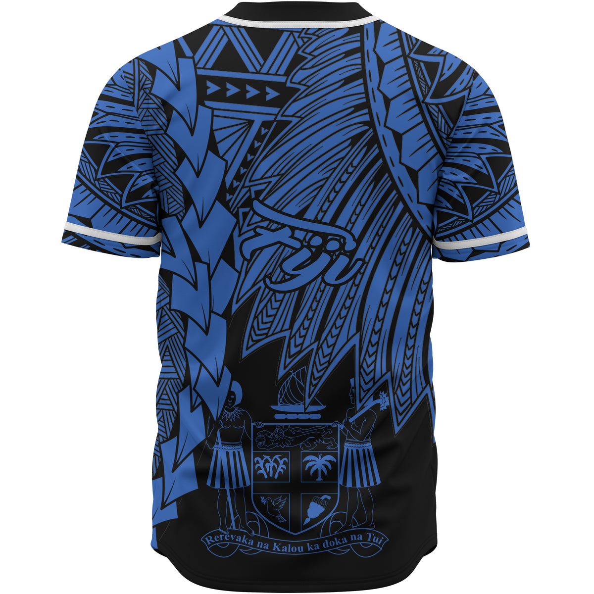 Fiji Polynesian Custom Personalised Baseball Shirt - Tribal Wave Tattoo Blue - Polynesian Pride