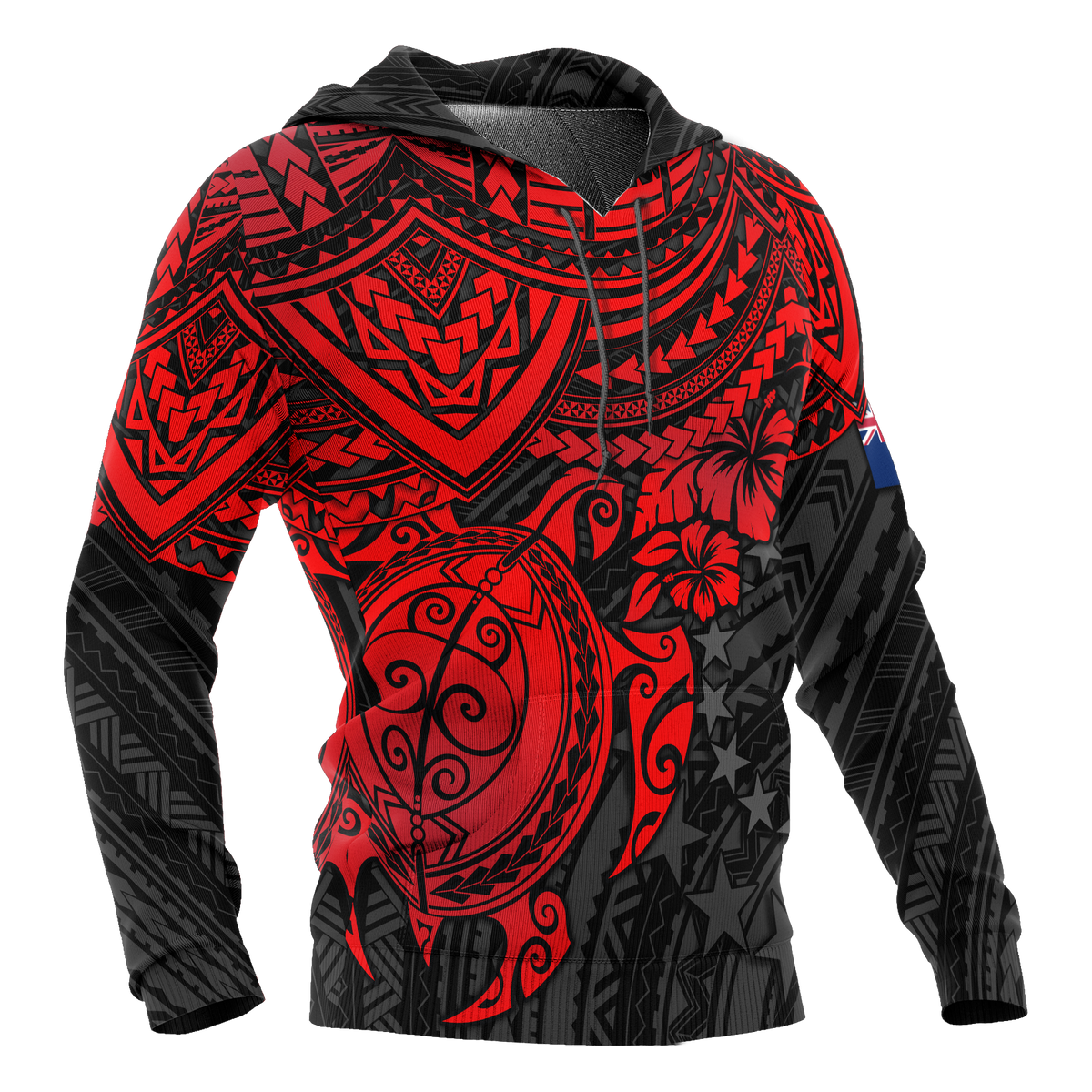 Cook Islands Polynesian Hoodie Red Turtle - Polynesian Pride
