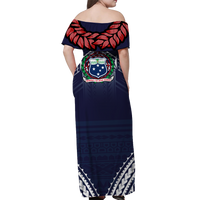 (Custom Personalised) Samoan Ula Fala Art Off Shoulder Long Dress - LT12 - Polynesian Pride