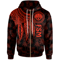 Federated States of Micronesia Zip up Hoodie Polynesian Wings (Red) Unisex Red - Polynesian Pride