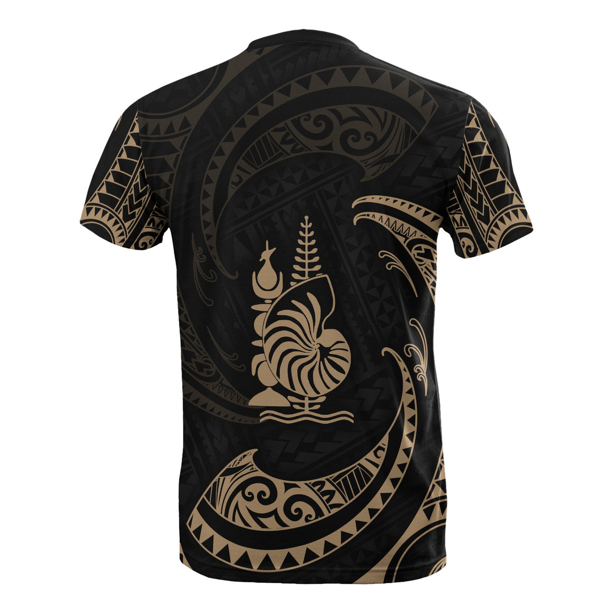 New Caledonia Polynesian T Shirt Gold Tribal Wave - Polynesian Pride