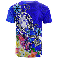 Fiji T Shirt Turtle Plumeria (Blue) - Polynesian Pride