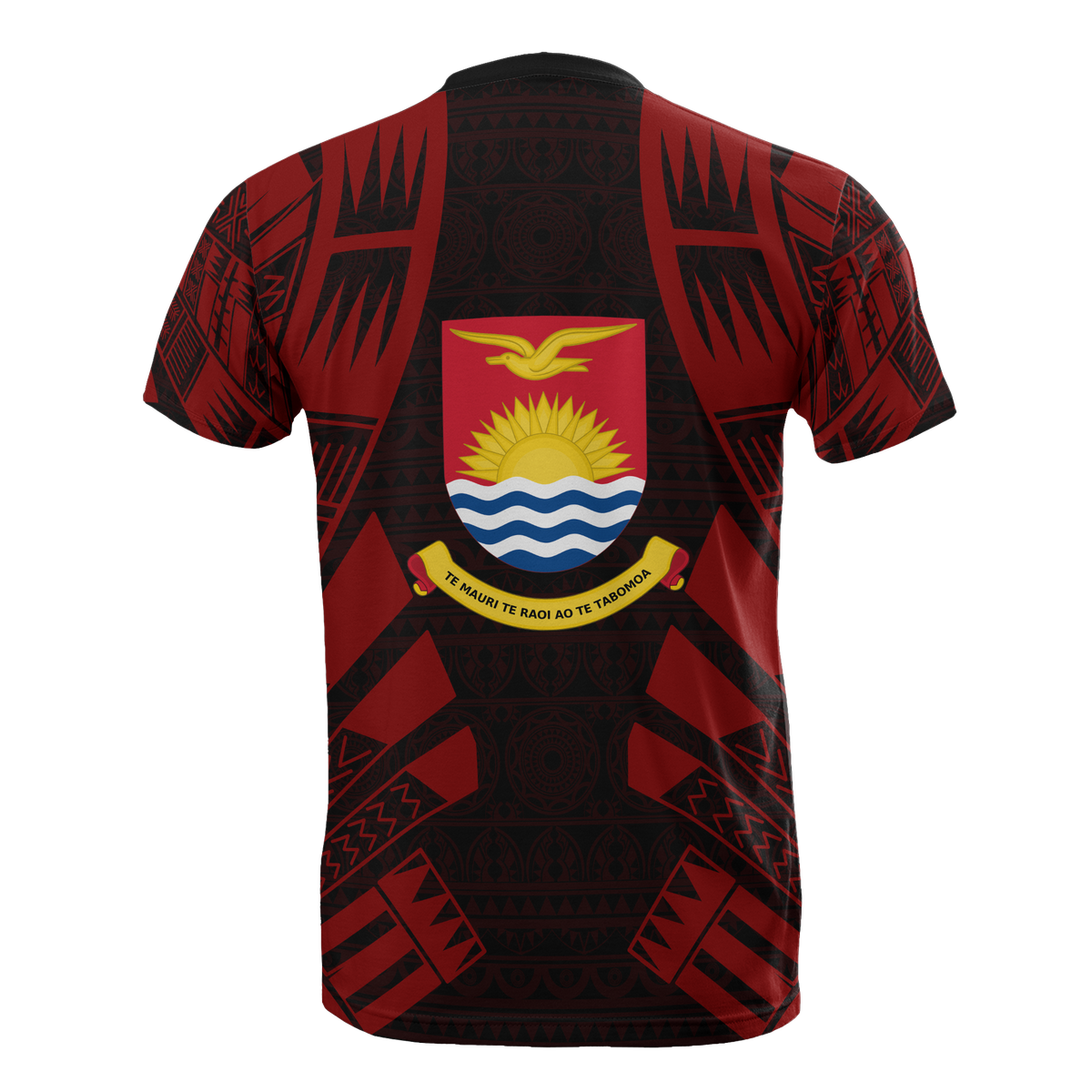 Kiribati T Shirt Kiribati Coat Of Arms Polynesian Tattoo Red Style - Polynesian Pride
