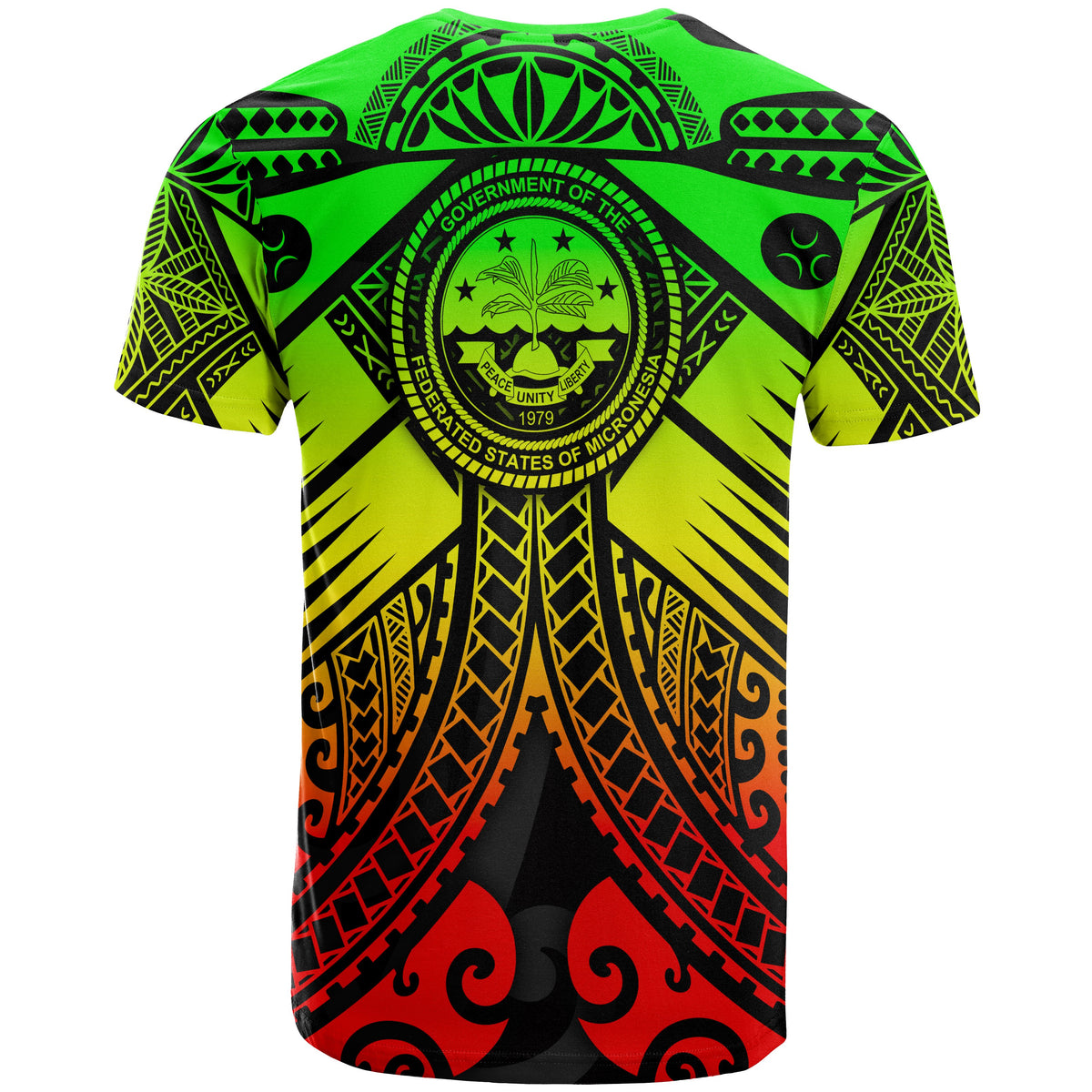 FSM T Shirt Reggae Seal with Polynesian Tattoo - Polynesian Pride