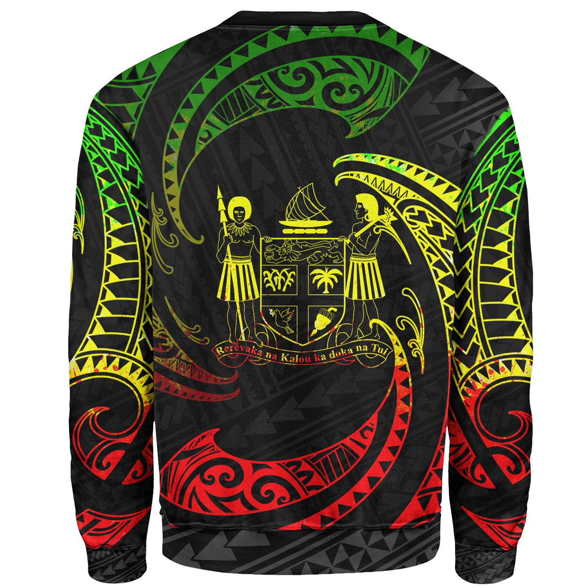 Fiji Polynesian Custom Personalised Sweater - Reggae Tribal Wave - Polynesian Pride