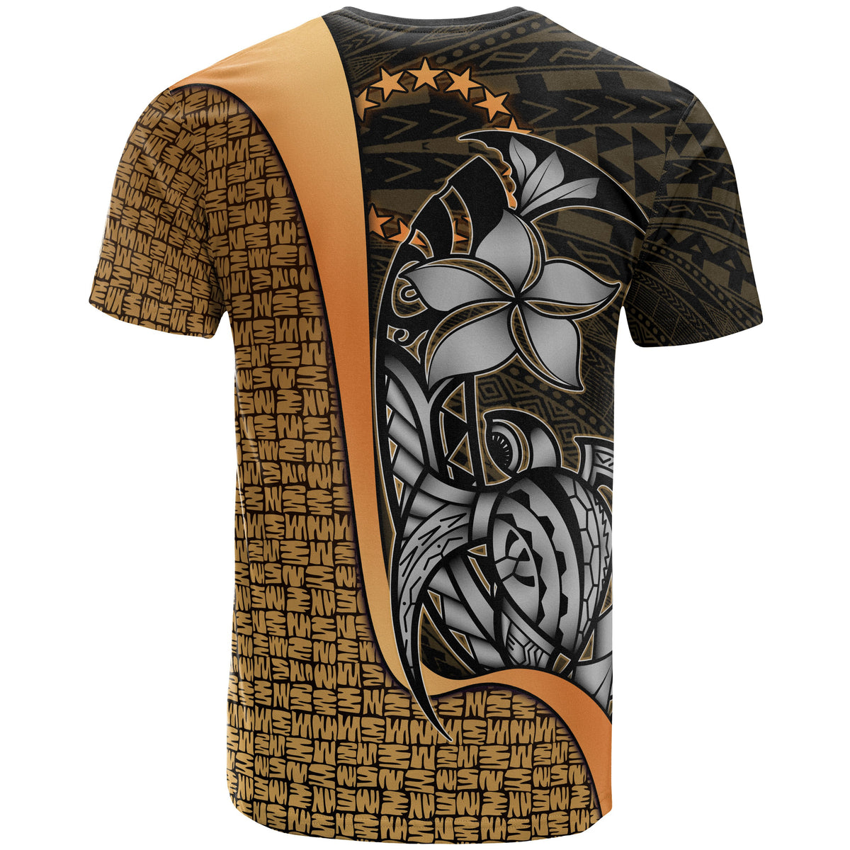 Cook Islands Polynesian Custom T Shirt Gold Turtle with Hook - Polynesian Pride