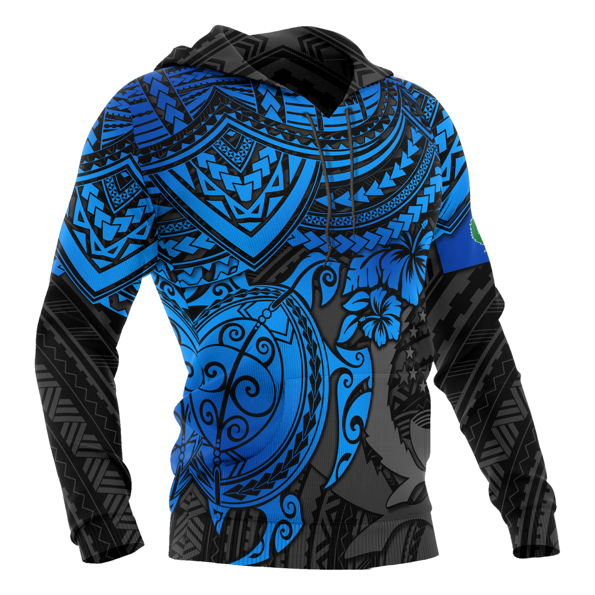 Pohnpei Hoodie Polynesian Blue Turtle - Polynesian Pride