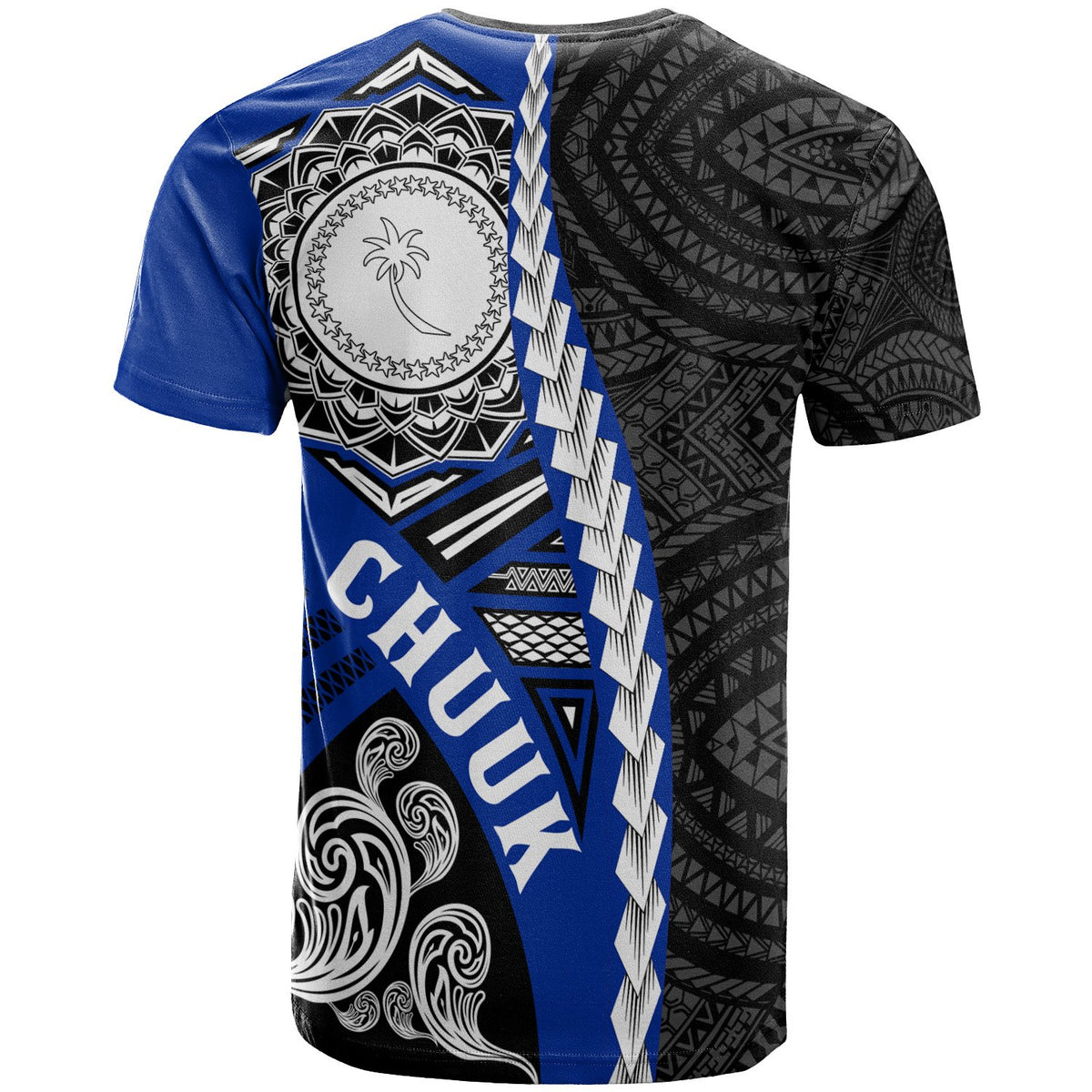 Chuuk Micronesia T Shirt Wave Tattoo Flag Style - Polynesian Pride