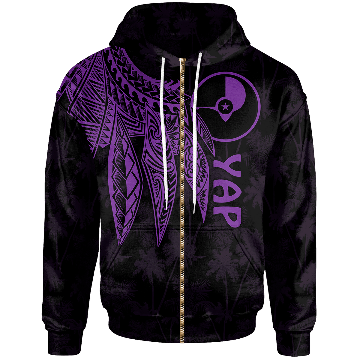 Yap Zip up Hoodie Polynesian Wings (Purple) Unisex Purple - Polynesian Pride
