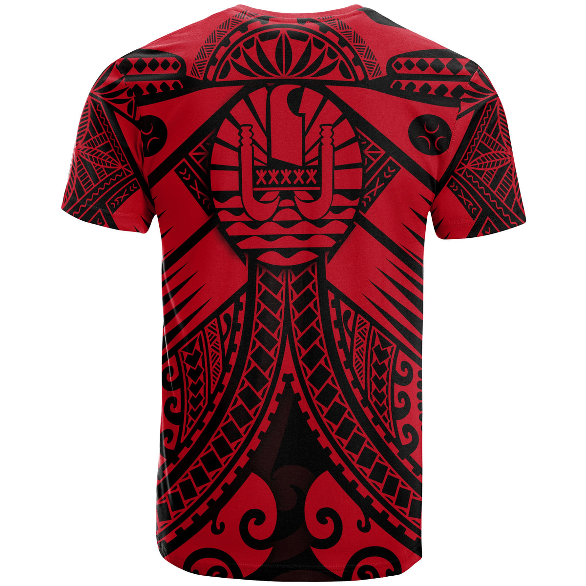 Tahiti T Shirt Red Seal with Polynesian Tattoo - Polynesian Pride
