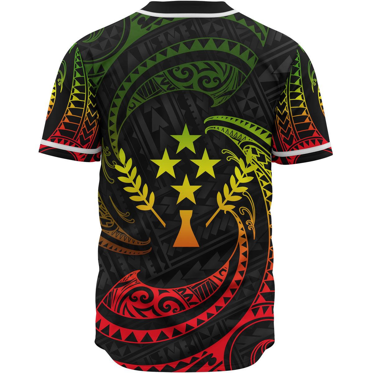 Kosrae Polynesian Custom Personalised Baseball Shirt - Reggae Tribal Wave - Polynesian Pride