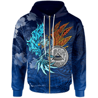 American Samoa Polynesian Zip up Hoodie Blue Polynesian Eagle Unisex Blue - Polynesian Pride