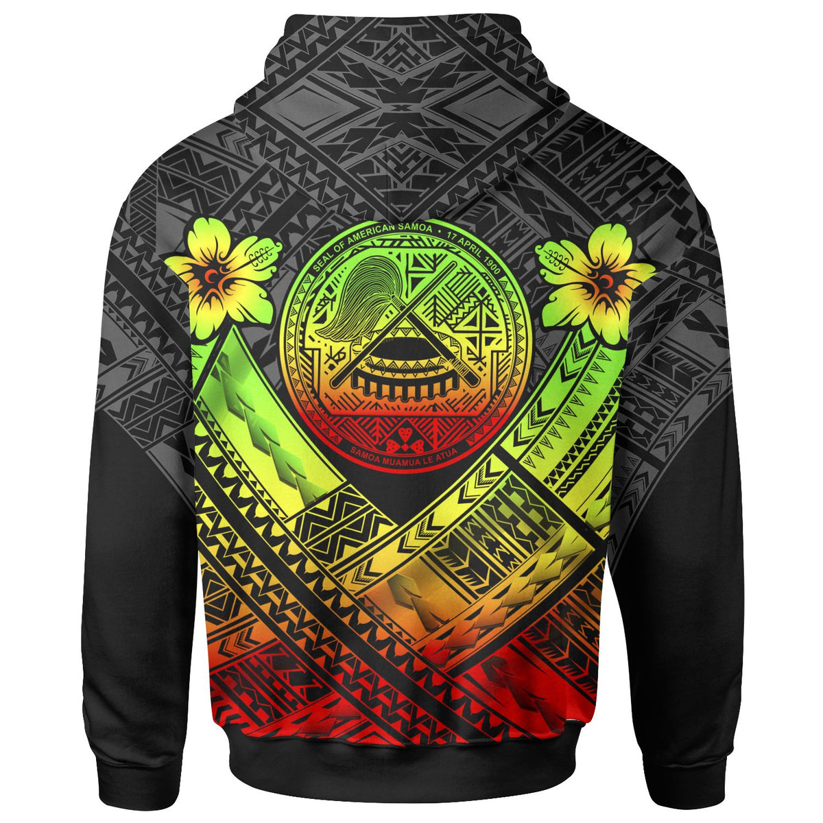American Samoa Zip up Hoodie AS Reggae Seal Polynesian Patterns - Polynesian Pride