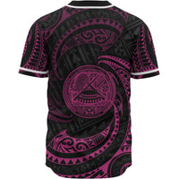 American Samoa Polynesian Custom Personalised Baseball Shirt - Pink Tribal Wave - Polynesian Pride