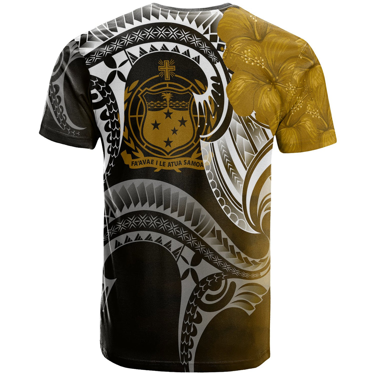 Samoa Custom T Shirt Samoa Seal Wave Style (Gold) - Polynesian Pride