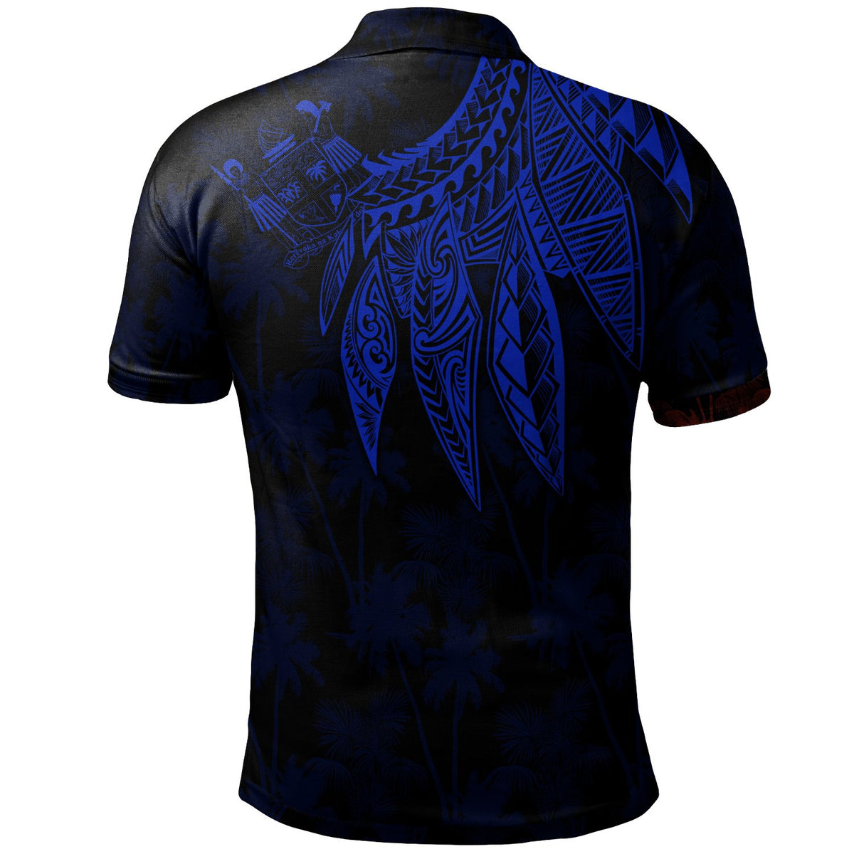 Fiji Custom Polo Polynesian Wings (Blue) - Polynesian Pride