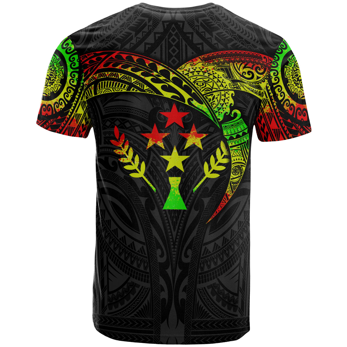 Kosrae Micronesian T Shirt Full Color Heart Shield - Polynesian Pride