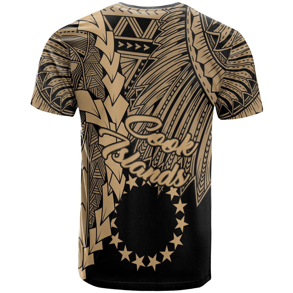Cook Islands T Shirt Tribal Wave Tattoo Gold - Polynesian Pride