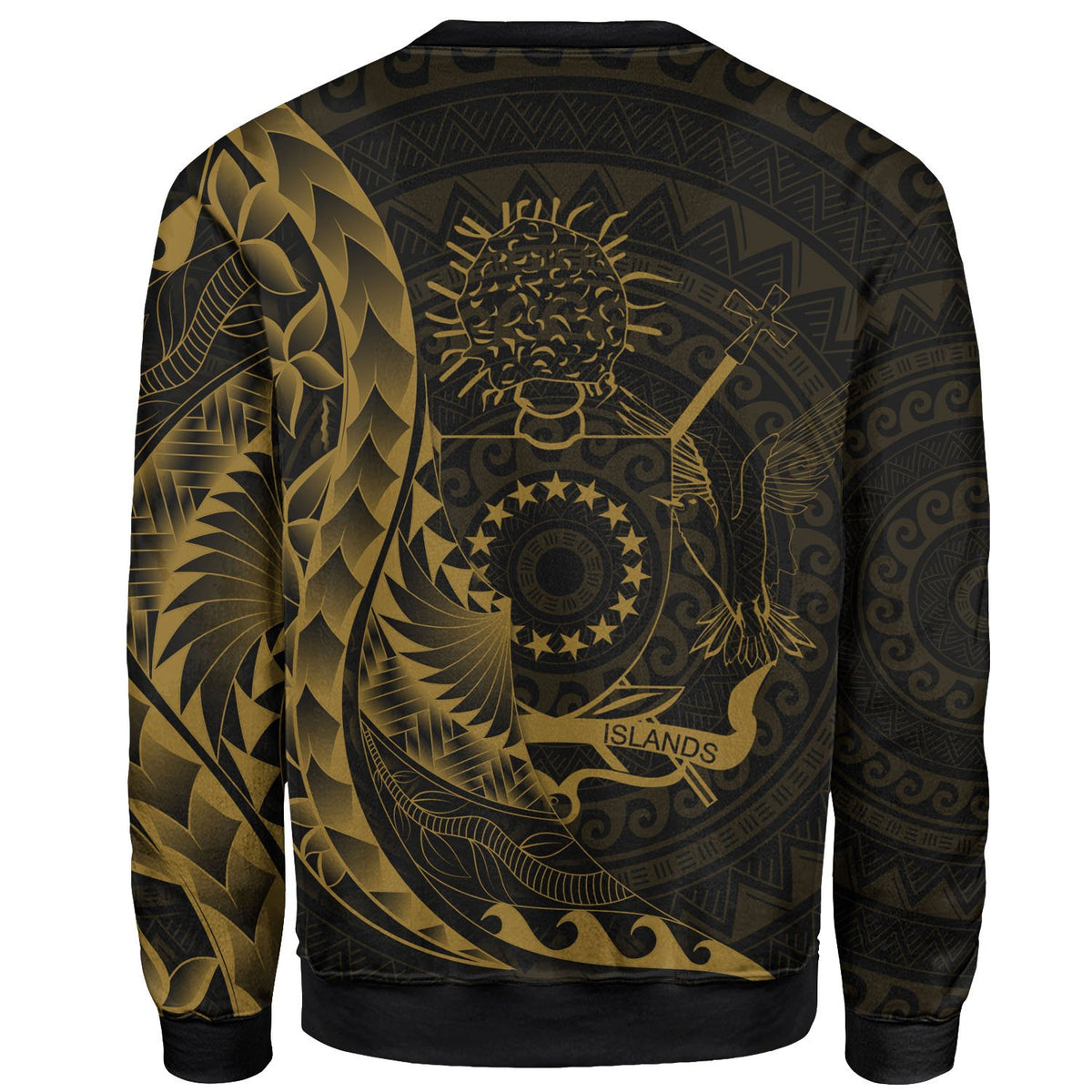 Cook Islands Sweatshirt - Custom Personalised Polynesian Pattern Style Gold Color - Polynesian Pride