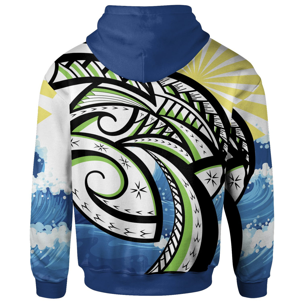 Polynesian Hoodie Dawn Sea Waves Pattern - Polynesian Pride