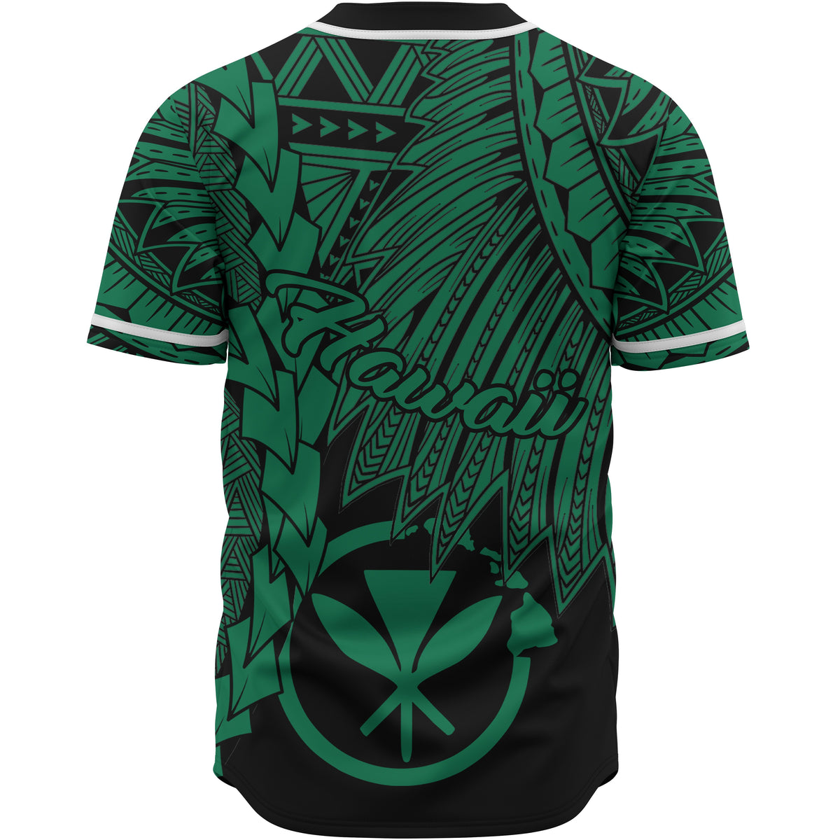 Hawaii Kanaka Maoli Polynesian Custom Personalised Baseball Shirt - Tribal Wave Tattoo Green - Polynesian Pride