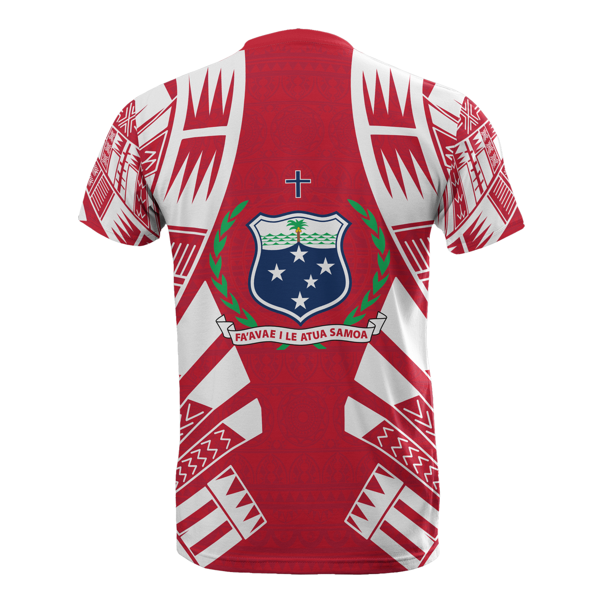 Samoa T Shirt Samoan Coat of Arms Polynesian Tattoo Red Style - Polynesian Pride