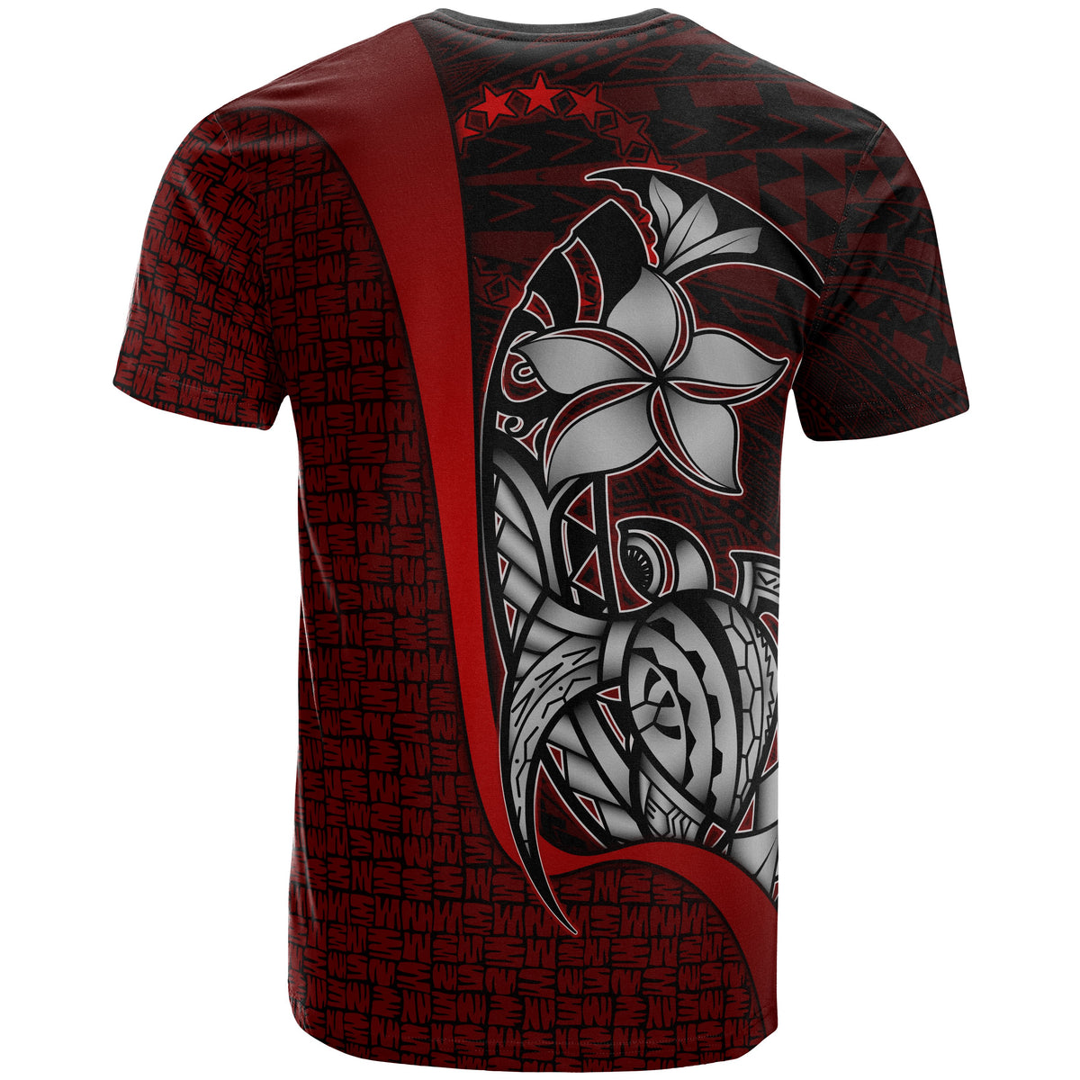 Cook Islands Polynesian Custom T Shirt Red Turtle with Hook - Polynesian Pride