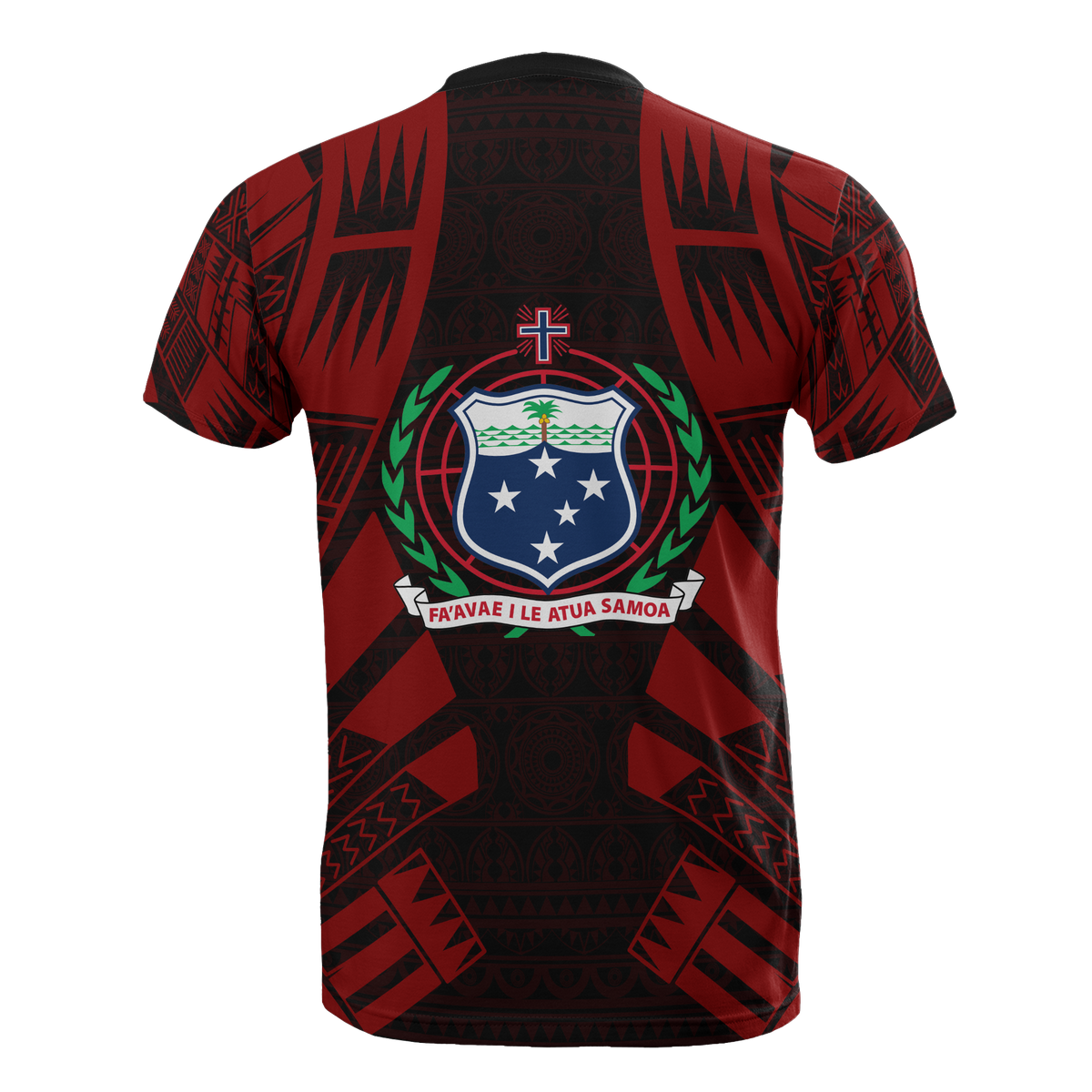 Samoa T Shirt Samoan Coat of Arms Polynesian Tattoo Red Style - Polynesian Pride