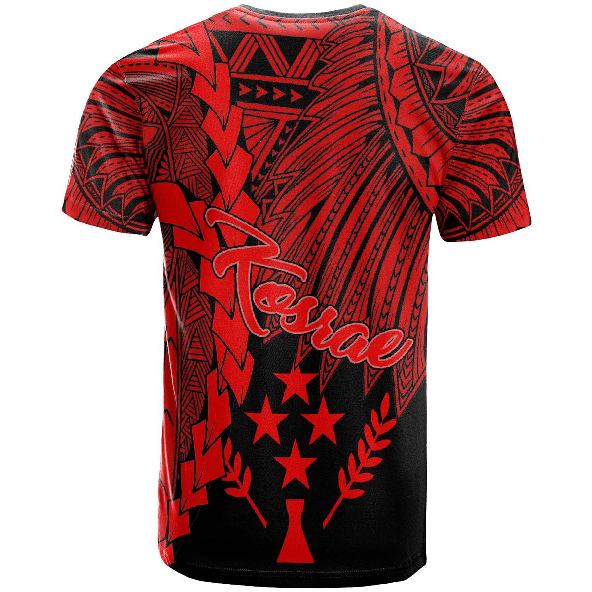 Kosrae Micronesia T Shirt Tribal Wave Tattoo Red - Polynesian Pride