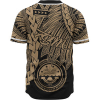 Federated States Of Micronesia Polynesian Baseball Shirt - Tribal Wave Tattoo Gold - Polynesian Pride