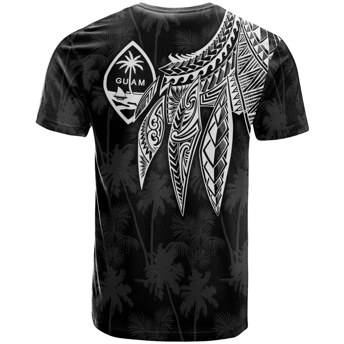 Guam Custom T Shirt Polynesian Wings (White) - Polynesian Pride