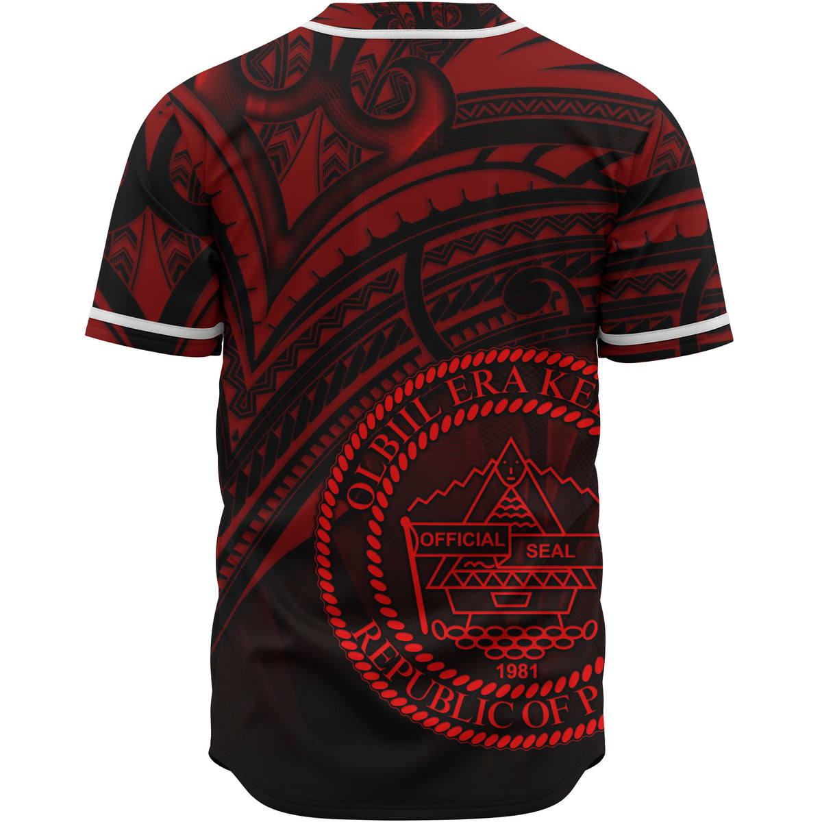 Palau Baseball Shirt - Red Color Cross Style - Polynesian Pride