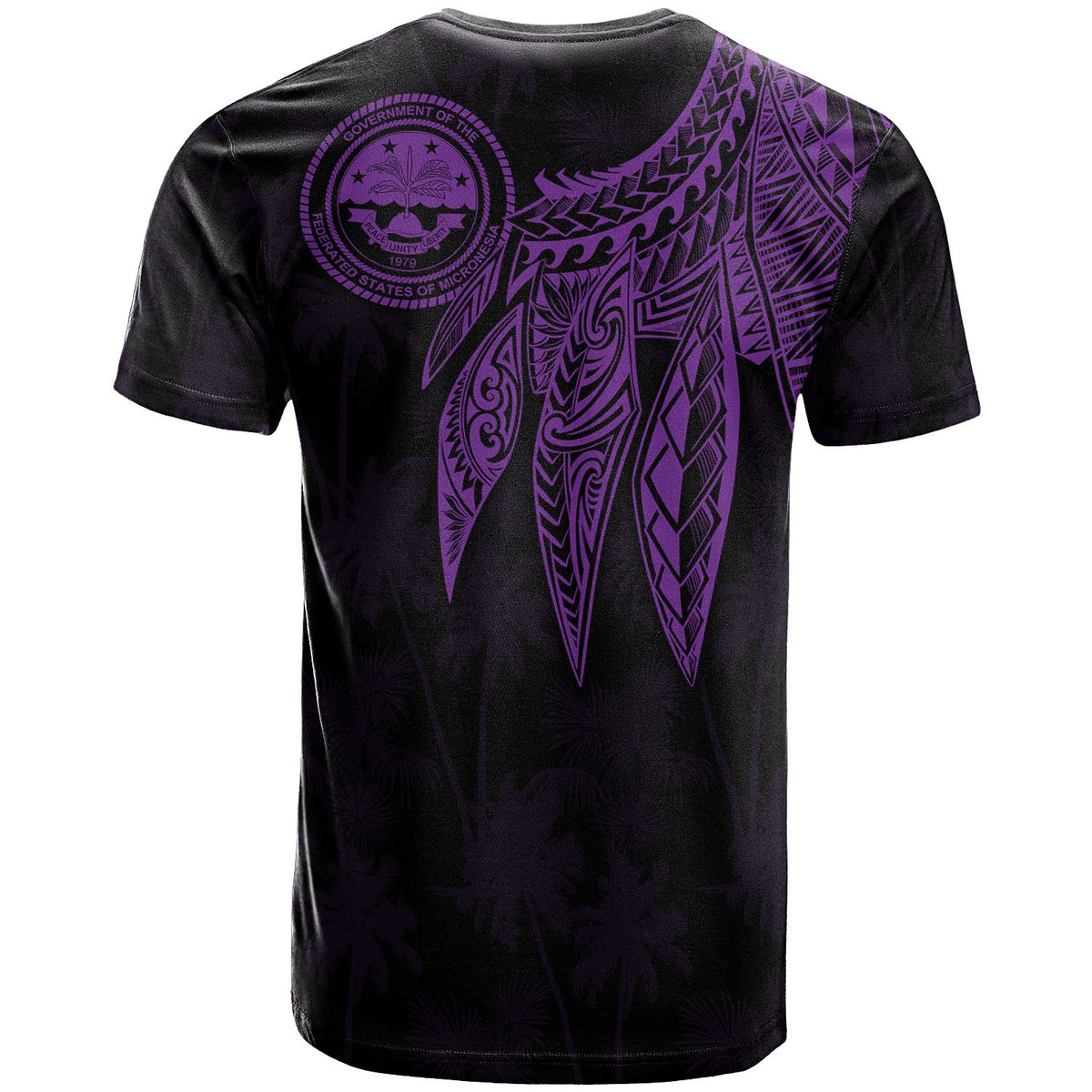Federated States of Micronesia Custom T Shirt Polynesian Wings (Purple) - Polynesian Pride