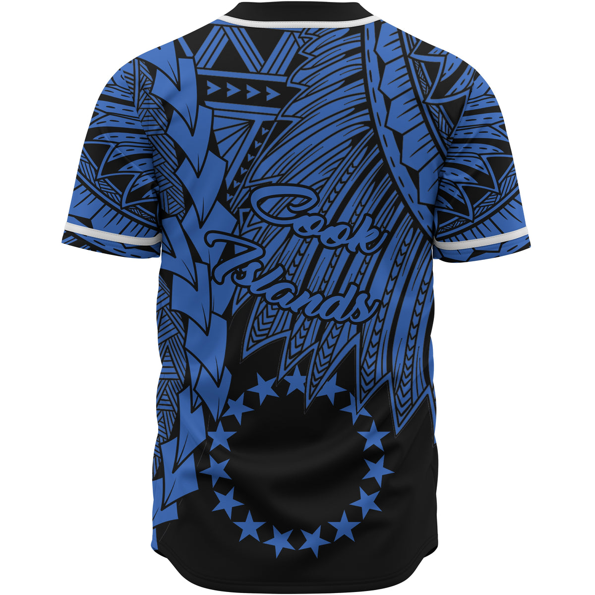 Cook Islands Polynesian Custom Personalised Baseball Shirt - Tribal Wave Tattoo Blue - Polynesian Pride