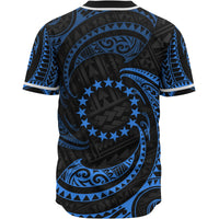 Cook Islands Polynesian Custom Personalised Baseball Shirt - Blue Tribal Wave - Polynesian Pride