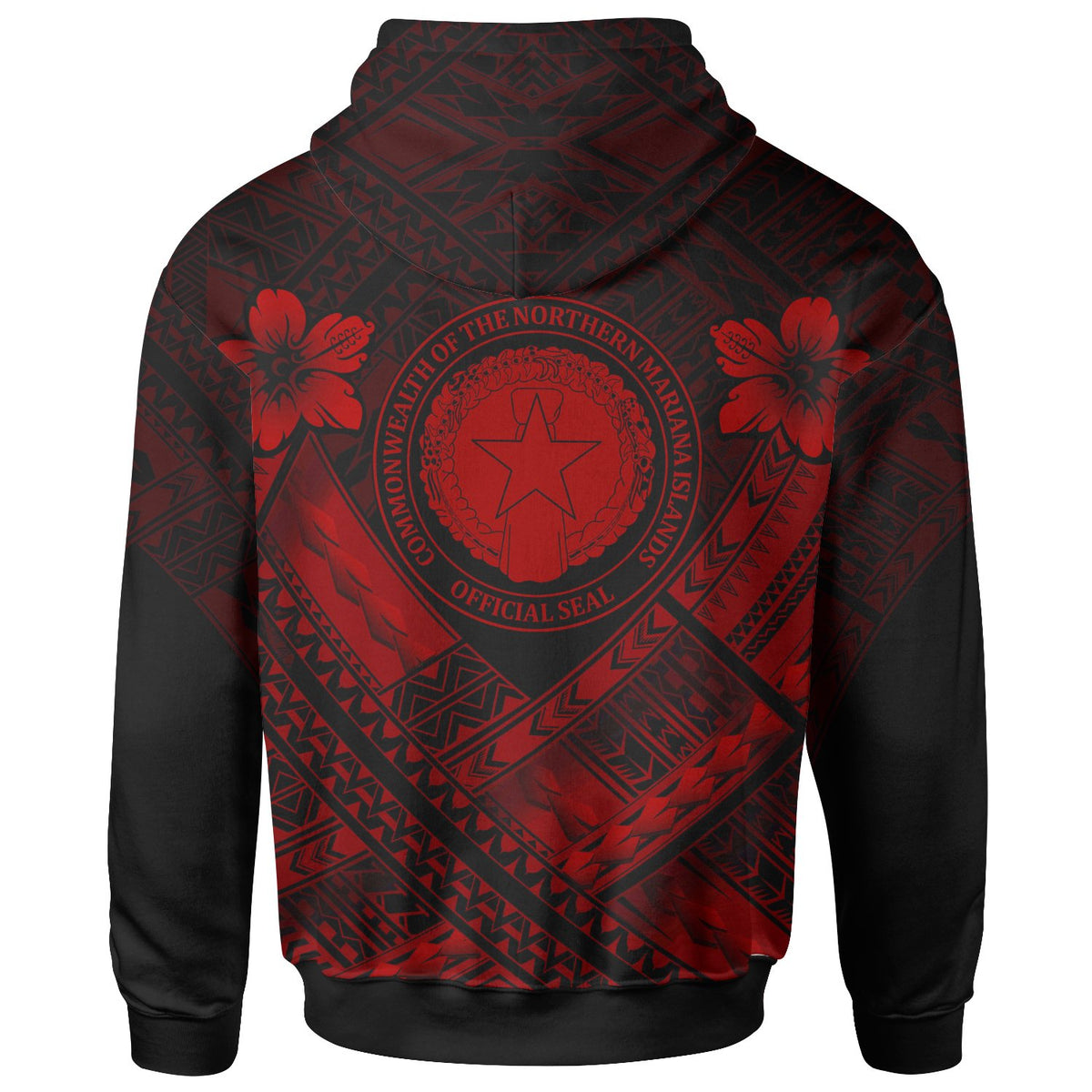 Northern Mariana Islands Hoodie CNMI Seal Camisole Hibiscus Style (Red) - Polynesian Pride