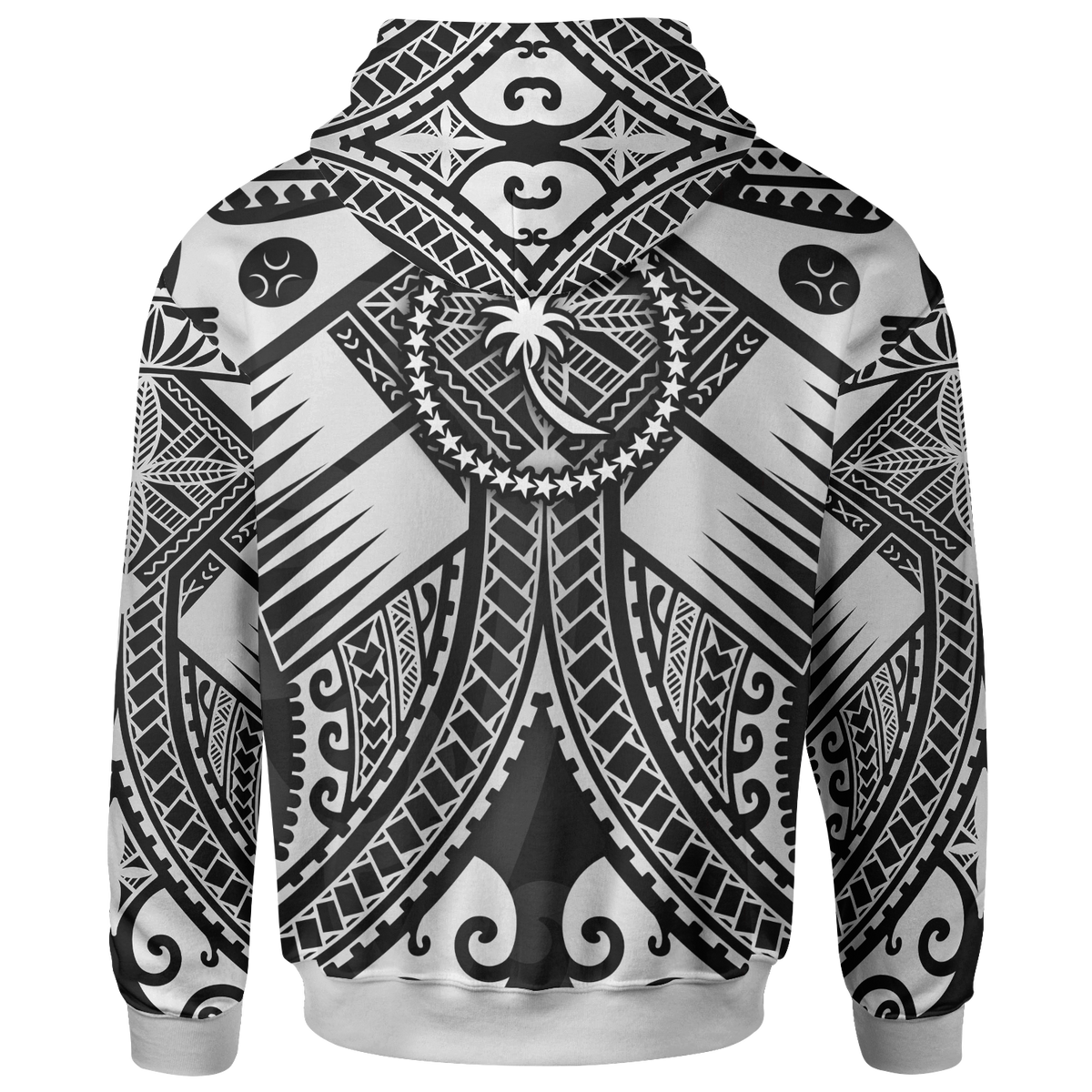 Chuuk Hoodie White Seal with Polynesian Tattoo - Polynesian Pride